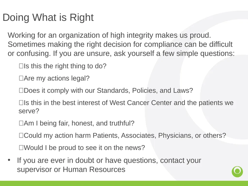 Corporate Compliance What is Compliance Training ? - slide 30 of 30