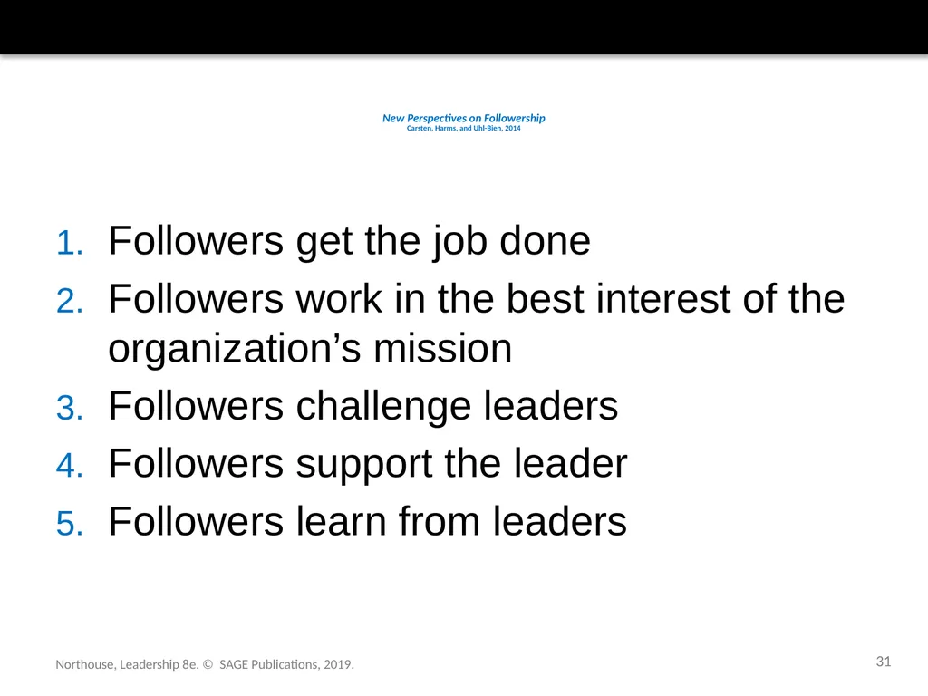 Followership Chapter 12 Northouse, Leadership 8e. - slide 31 of 36