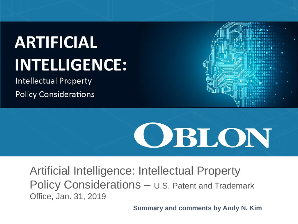 Artificial Intelligence: Intellectual Property - slide 1 of 13