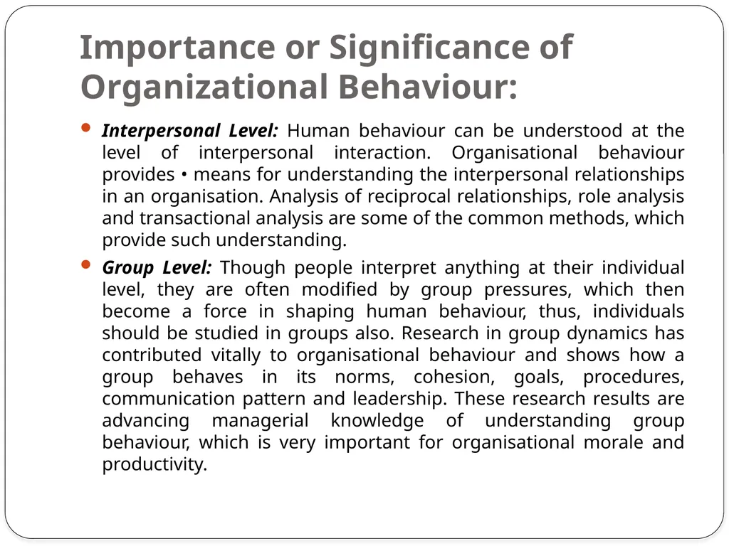 Organisational behaviour Organisational behaviour - slide 9 of 12