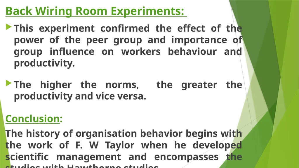 INTRODUCTION TO ORGANISATIONAL BEHAVIOUR Meaning - slide 14 of 14