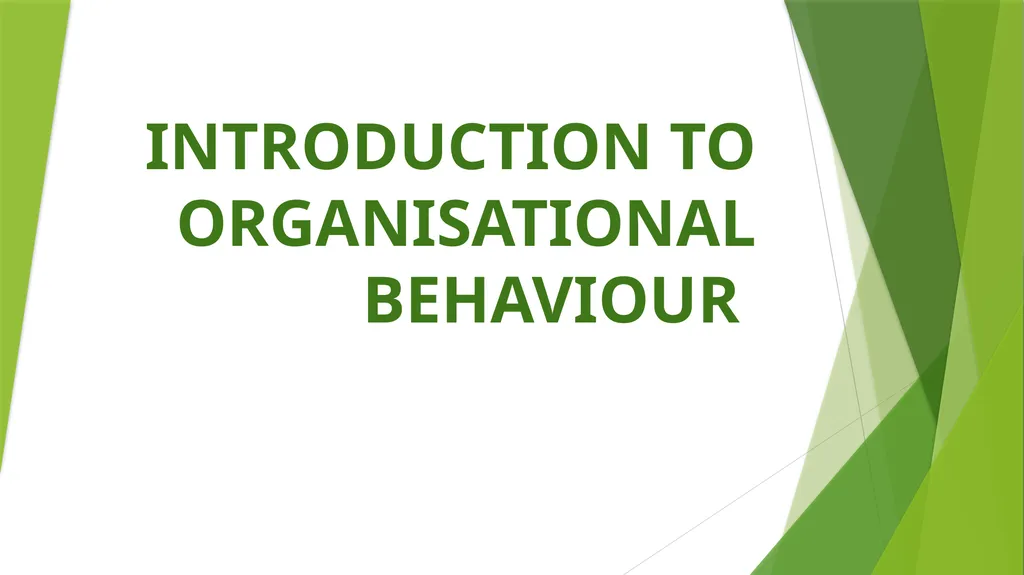 INTRODUCTION TO ORGANISATIONAL BEHAVIOUR Meaning - slide 1 of 14