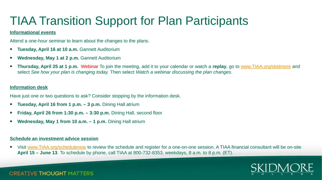 Skidmore Retirement Plans Update: Transition to - slide 5 of 5