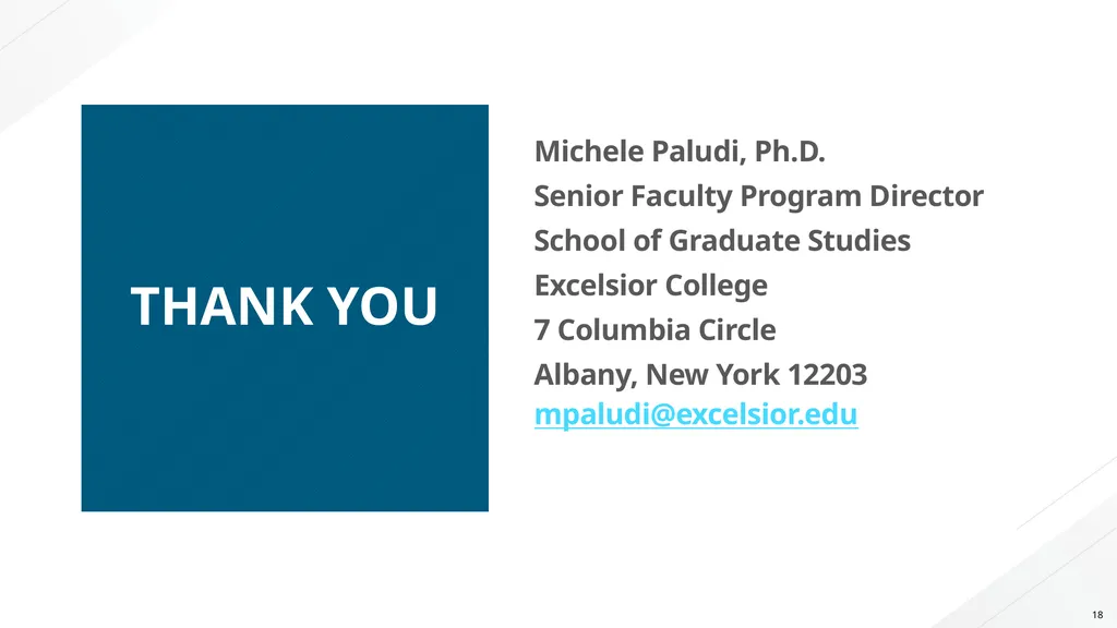 Talent Management Dr. Michele Paludi, Matthew - slide 18 of 18