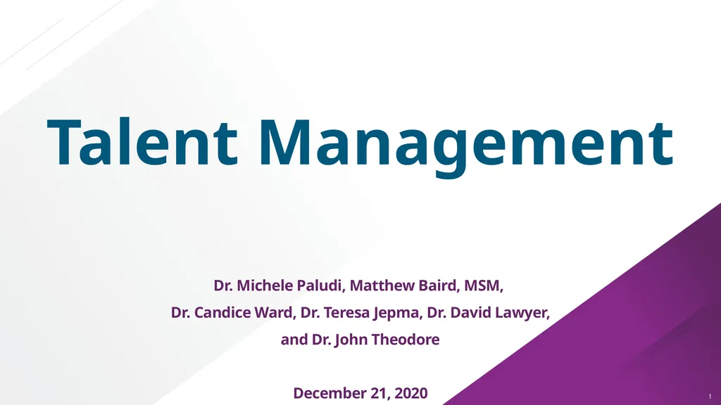 Talent Management Dr. Michele Paludi, Matthew