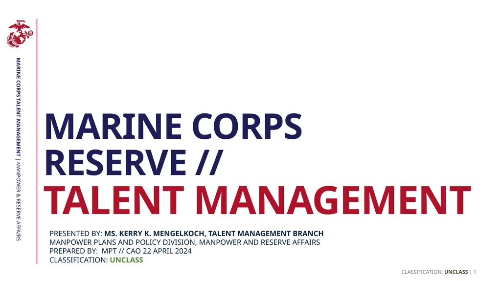 Marine Corps reserve // TALENT MANAGEMENT - slide 1 of 6
