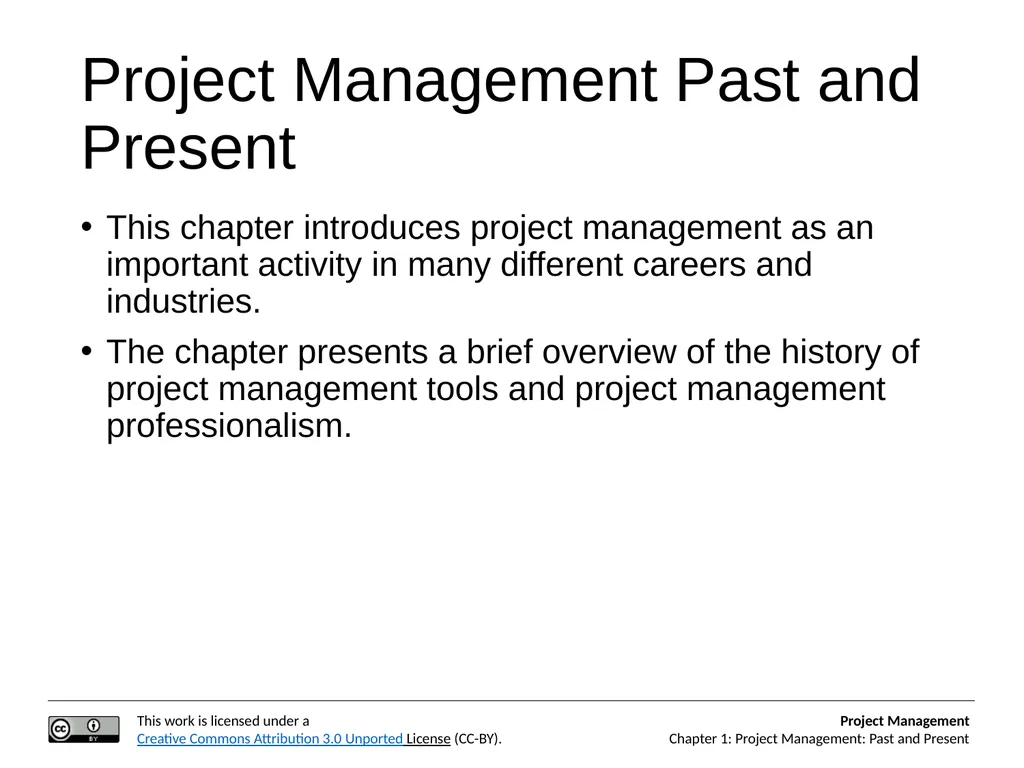 Project Management: Past and Present Project - slide 2 of 11