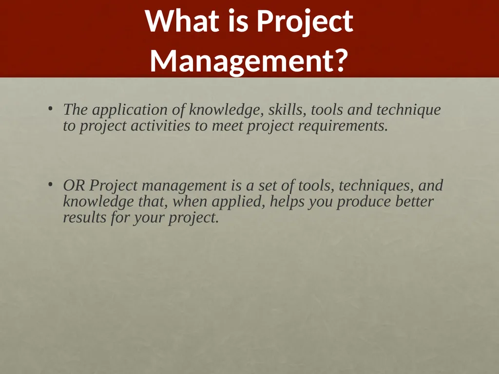 Project Management What is Project Management? - slide 33 of 37