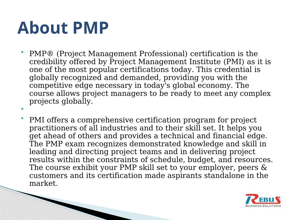 PMP Certification Introduction Copyright 2014@ - slide 3 of 15