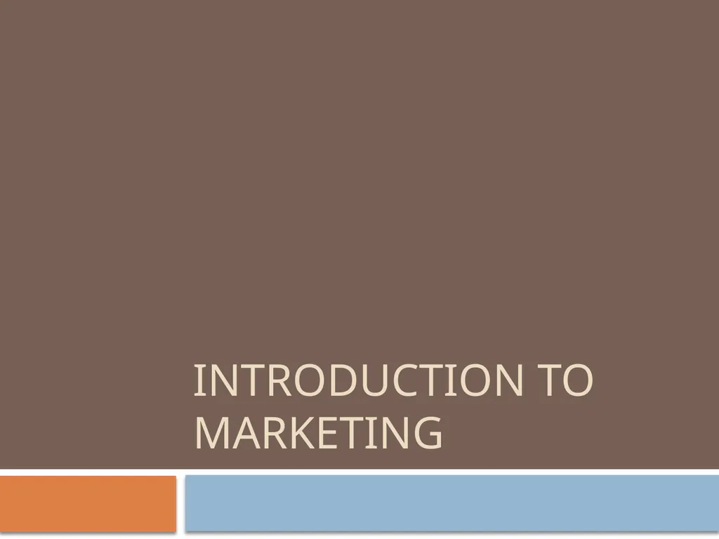 Introduction to marketing MARKETING: It consists - slide 1 of 10