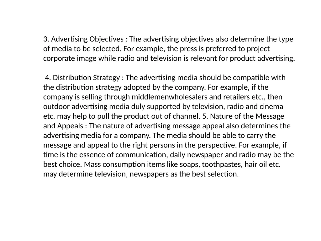 Advertising Media, Factors considered for - slide 4 of 14