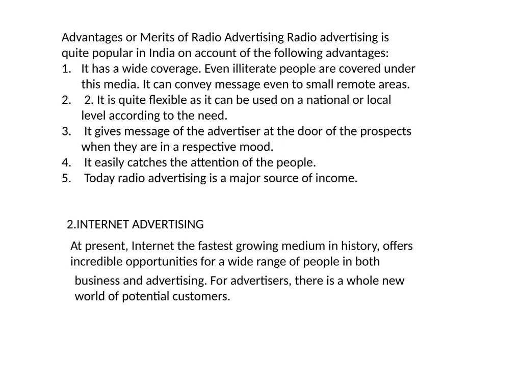 Advertising Media, Factors considered for - slide 8 of 14
