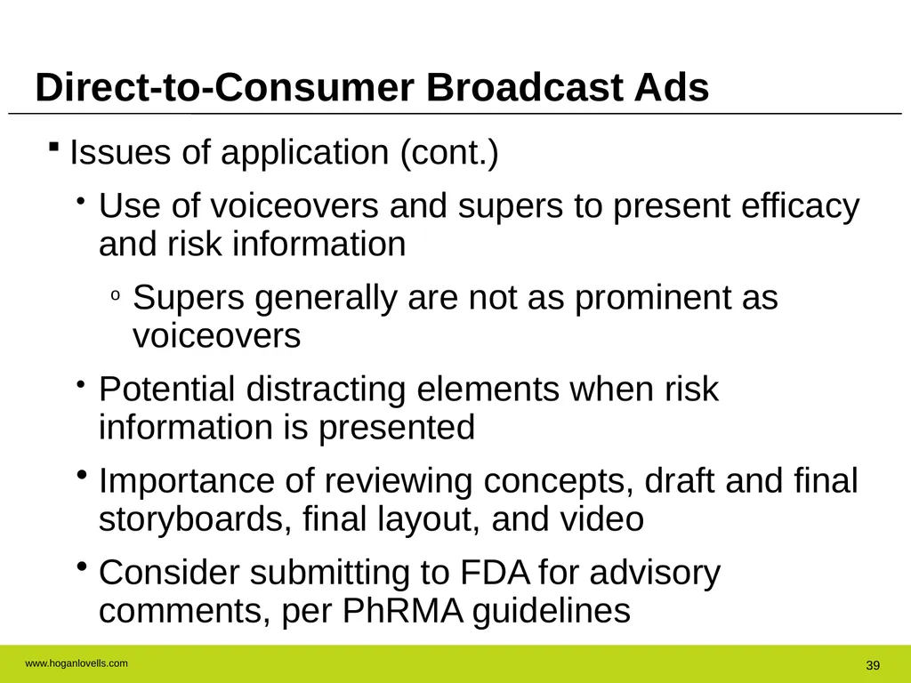 Drug Advertising & Promotion: A Practical Guide to - slide 39 of 47