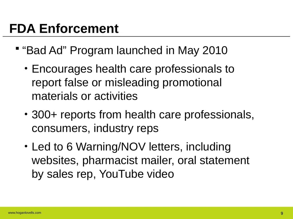 Drug Advertising & Promotion: A Practical Guide to - slide 9 of 47