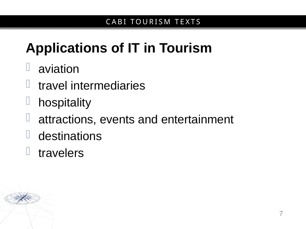 Chapter 1 Introduction to Tourism and Information - slide 7 of 16