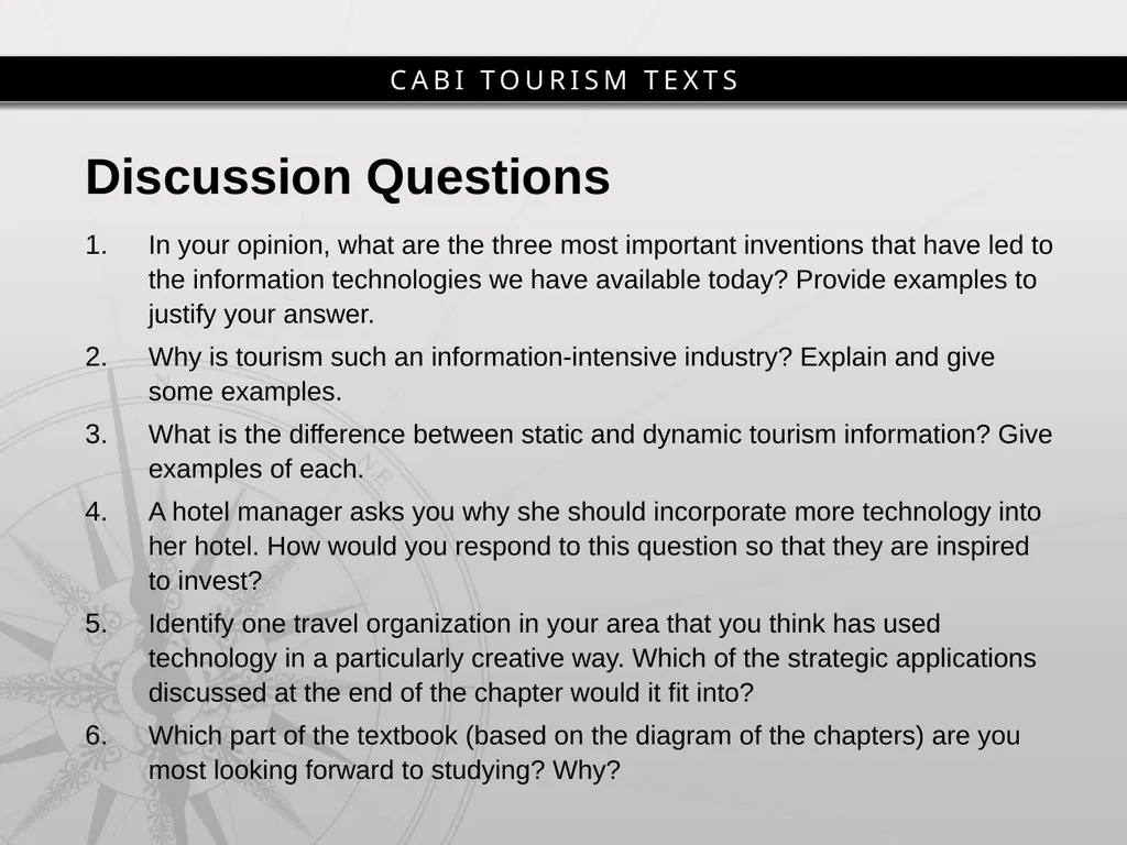 Chapter 1 Introduction to Tourism and Information - slide 14 of 16