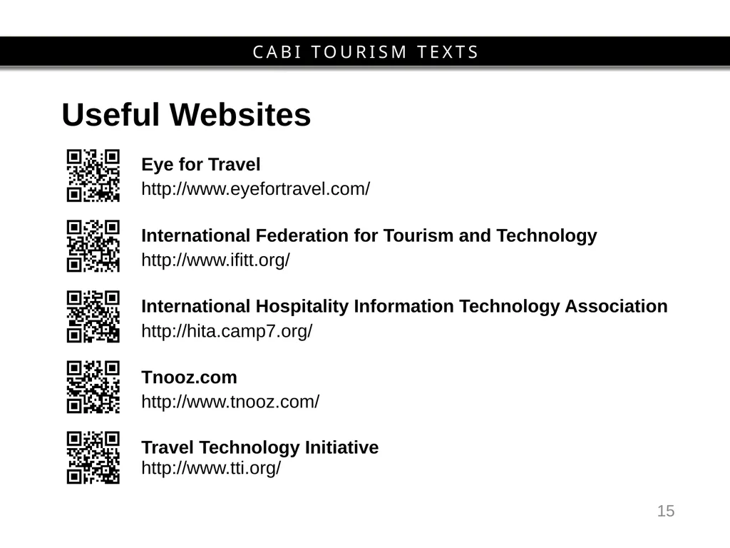 Chapter 1 Introduction to Tourism and Information - slide 15 of 16
