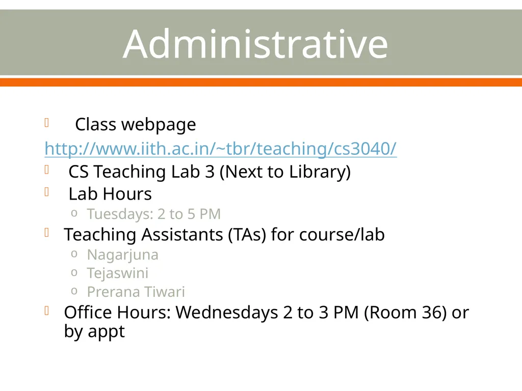 CS3040: Computer Networks Bheemarjuna Reddy Tamma - slide 2 of 10