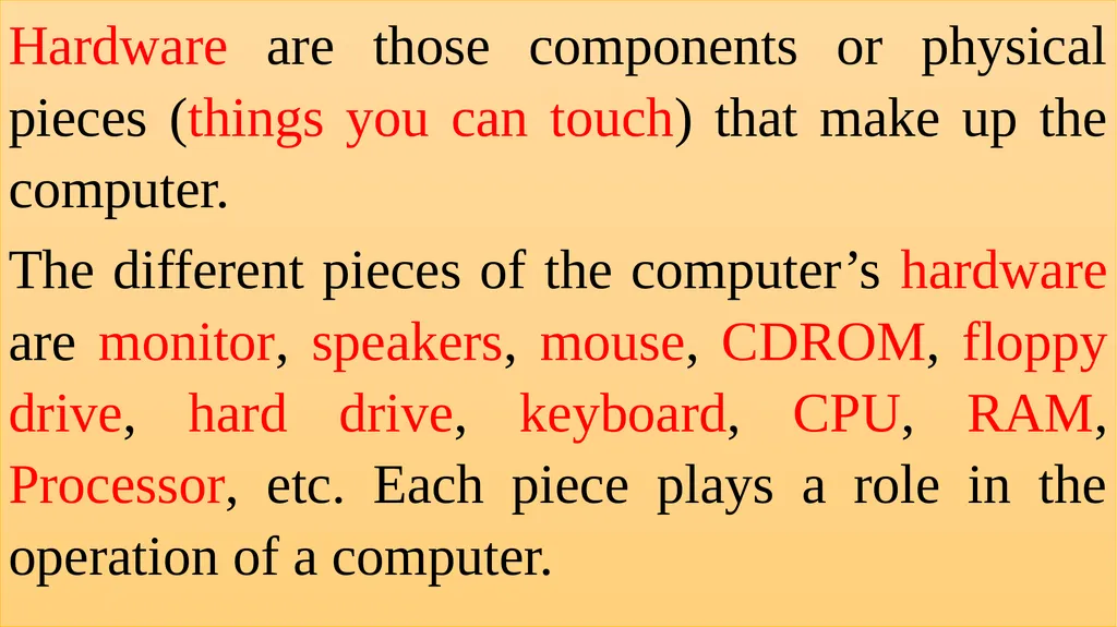 1-3 SOFTWARE AND HARDWARE Software is the stuff - slide 3 of 7