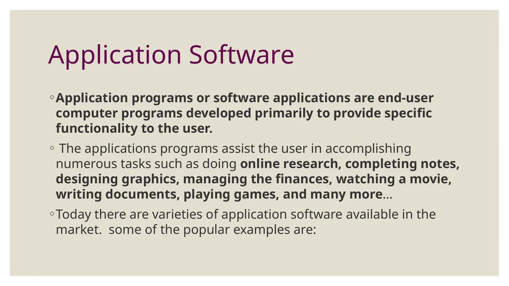 What is Software? Software is a set of programs - slide 8 of 12