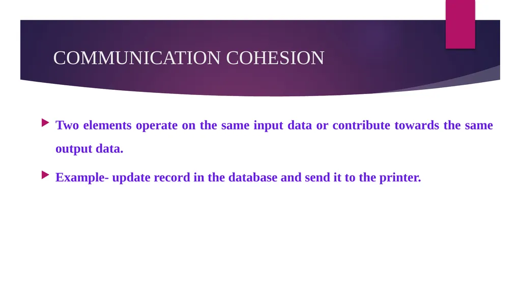 SOFTWARE ENGINEERING TOPIC : COUPLING AND COHESION - slide 20 of 27