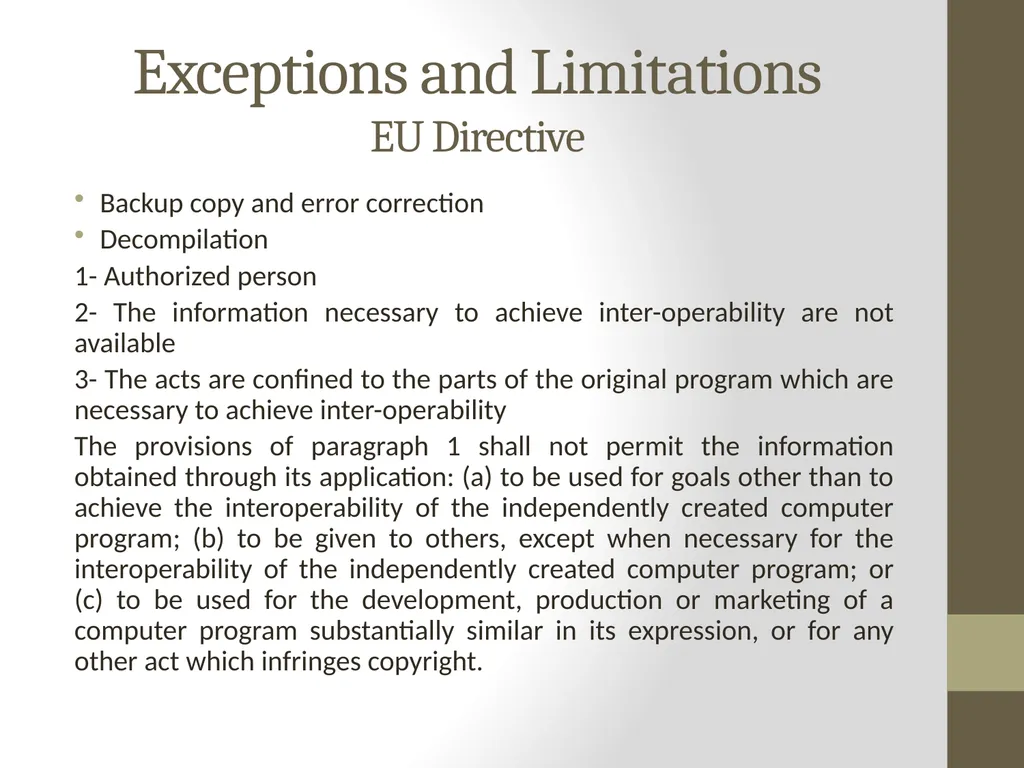 Software Protection & Scope of the Right holder - slide 6 of 14