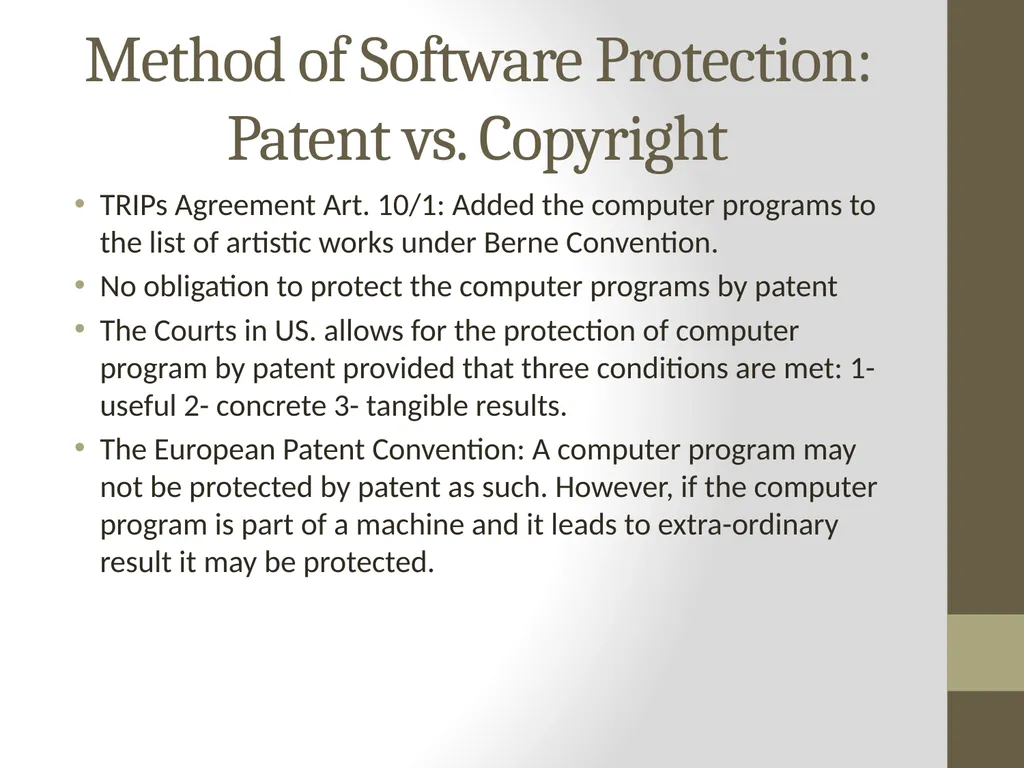 Software Protection & Scope of the Right holder - slide 2 of 14