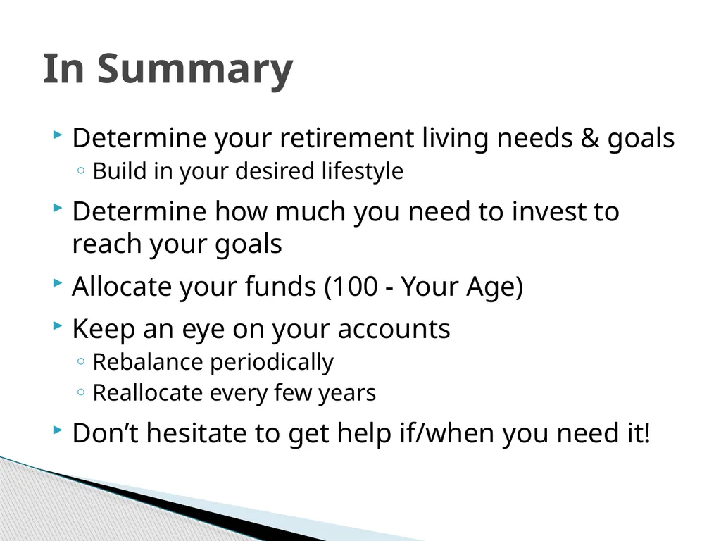 Retirement Planning for the Young Professional Dr. - slide 32 of 33