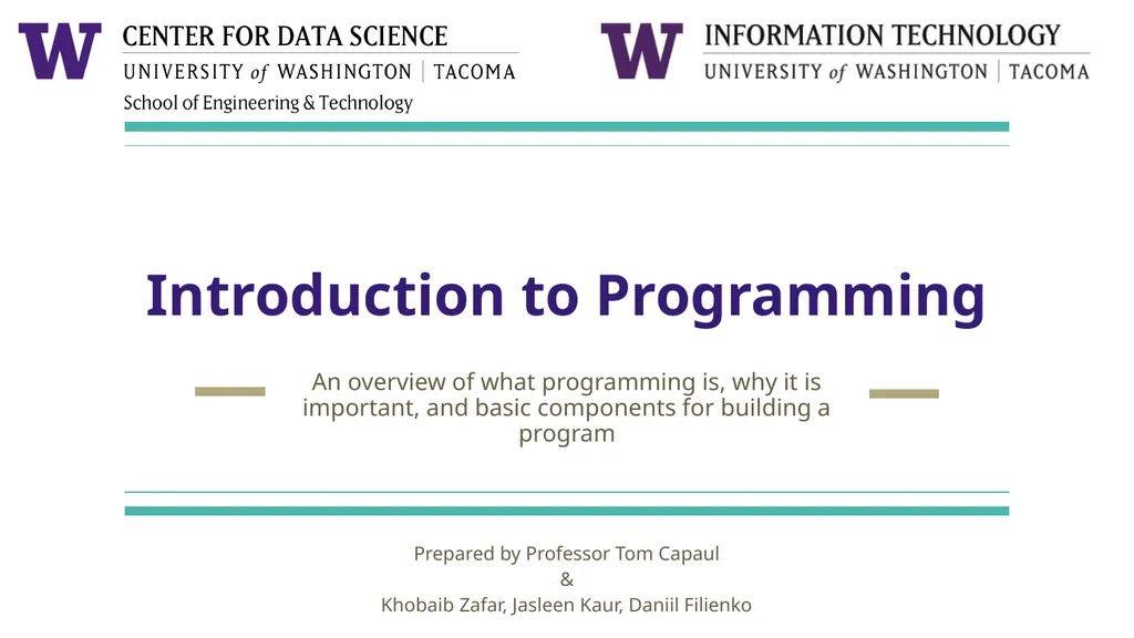 Introduction to Programming An overview of what