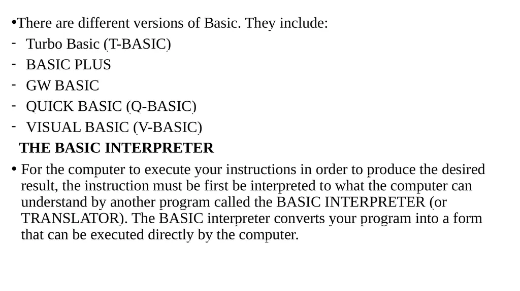WEEK 9 INTRODUCTION TO BASIC PROGRAMMING BASIC - slide 2 of 12