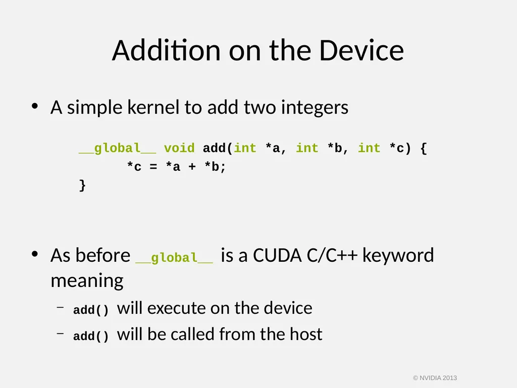 CUDA C/C++ BASICS NVIDIA Corporation © NVIDIA 2013 - slide 18 of 67