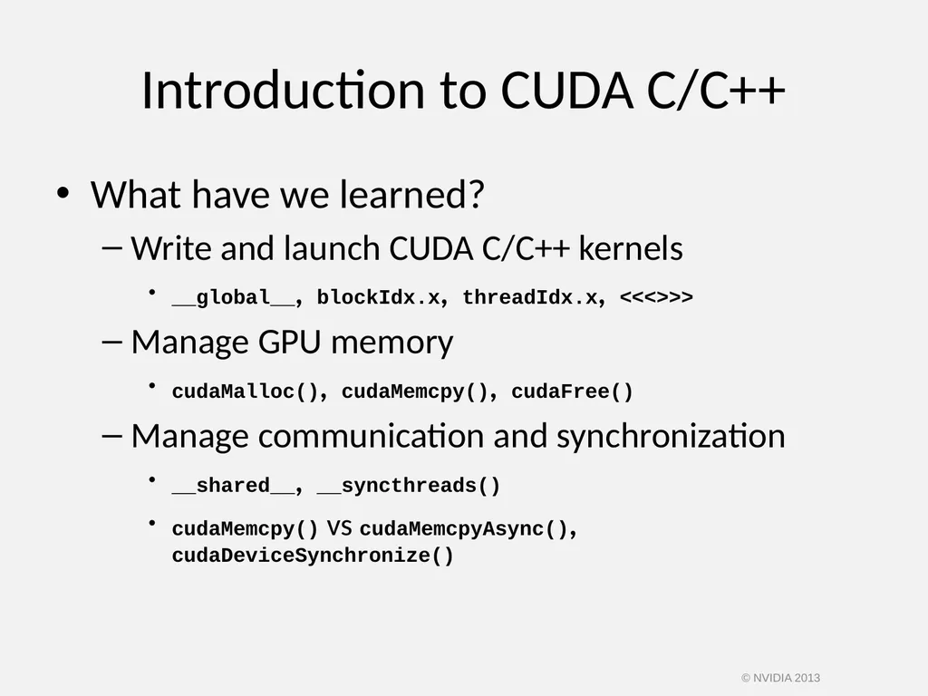 CUDA C/C++ BASICS NVIDIA Corporation © NVIDIA 2013 - slide 63 of 67