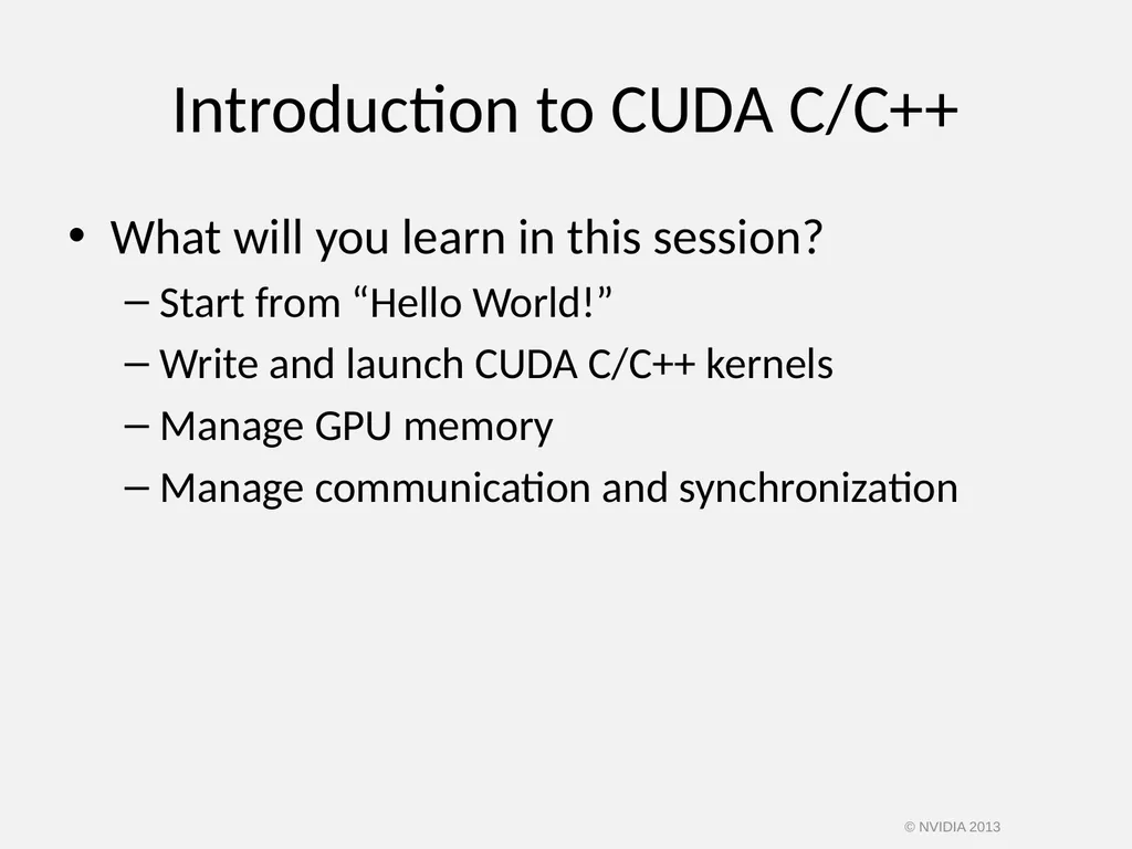 CUDA C/C++ BASICS NVIDIA Corporation © NVIDIA 2013 - slide 3 of 67