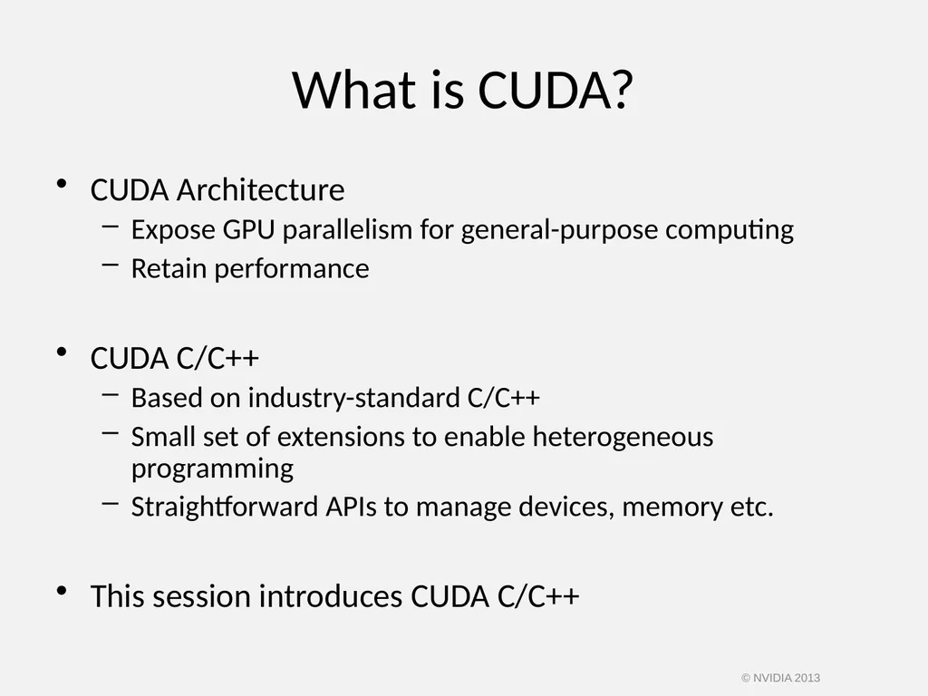 CUDA C/C++ BASICS NVIDIA Corporation © NVIDIA 2013 - slide 2 of 67
