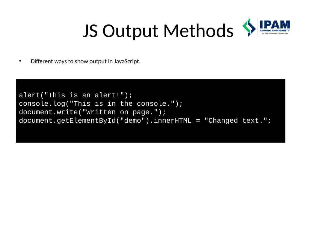 Web Prog. Snippets IPAM Coding Community – Learn – - slide 9 of 22