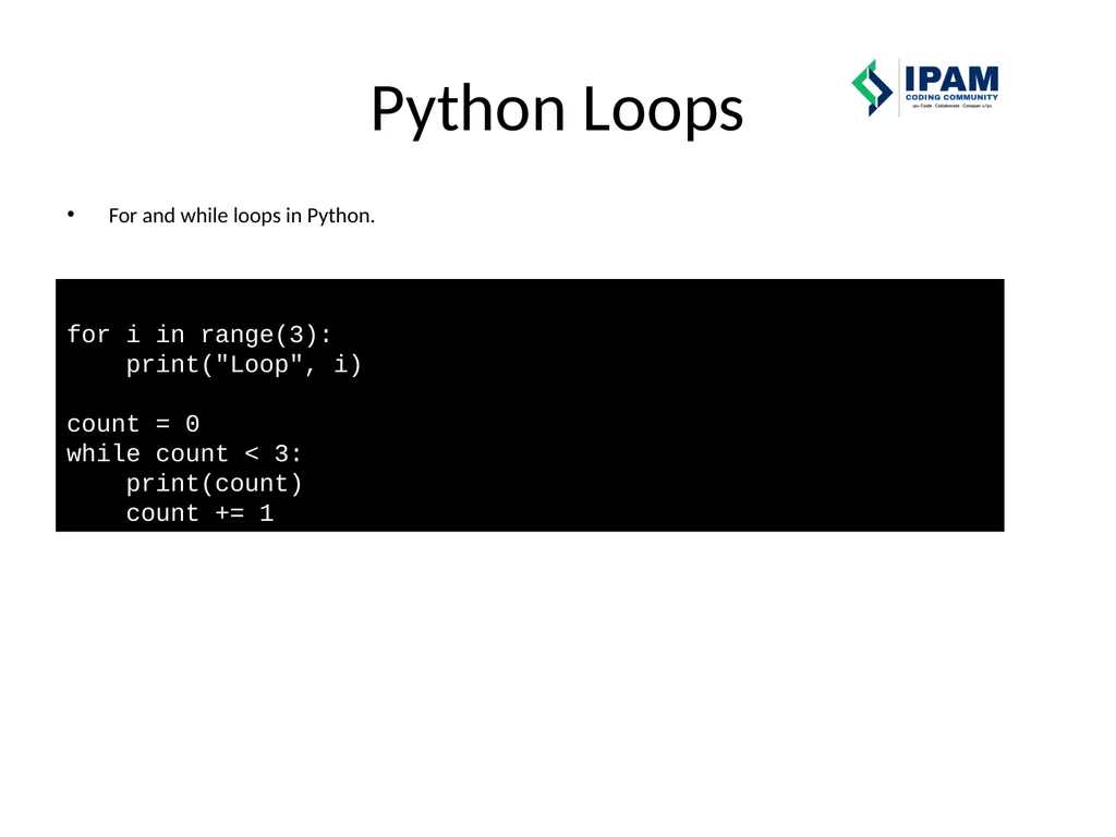 Web Prog. Snippets IPAM Coding Community – Learn – - slide 21 of 22
