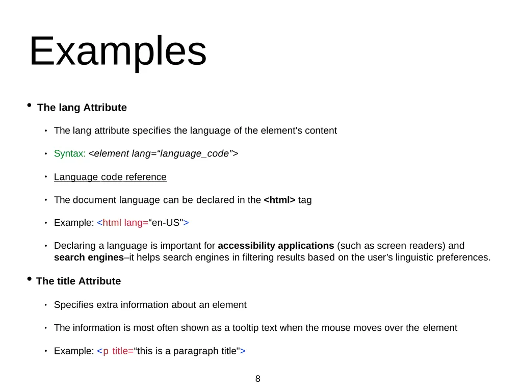Introduction to Web Programming Lecture 2: - slide 8 of 27