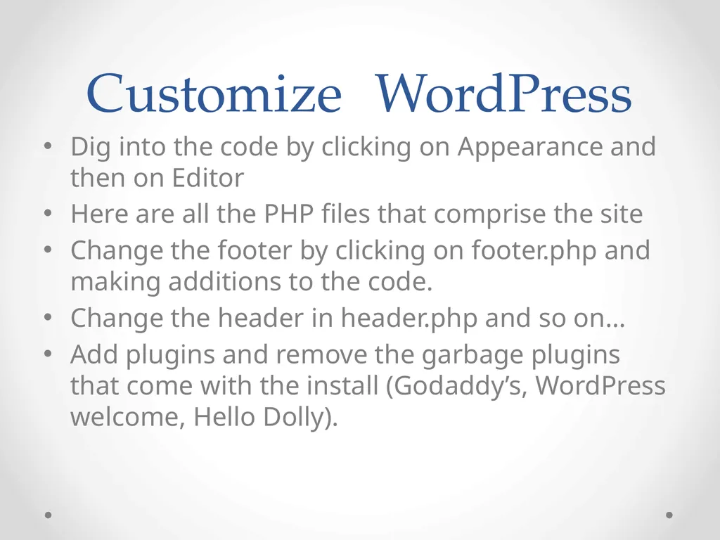 WordPress Web Development An introduction to small - slide 17 of 23