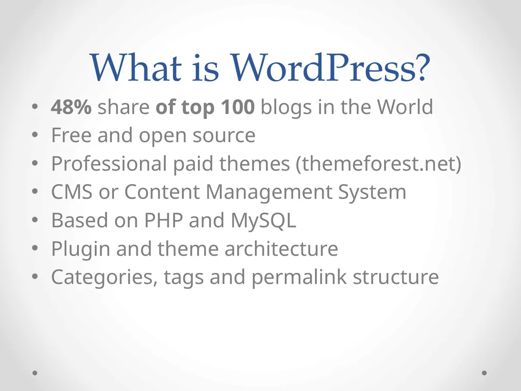 WordPress Web Development An introduction to small - slide 3 of 23