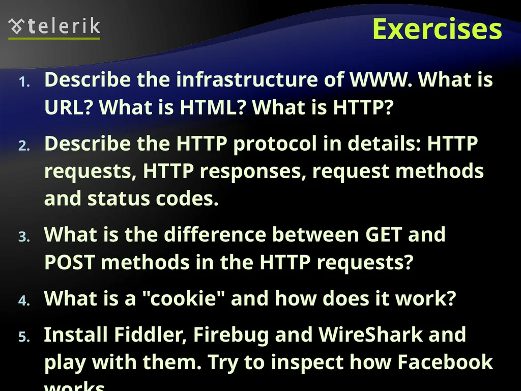 Web Technologies Basics WWW, HTTP, GET, POST, - slide 35 of 35