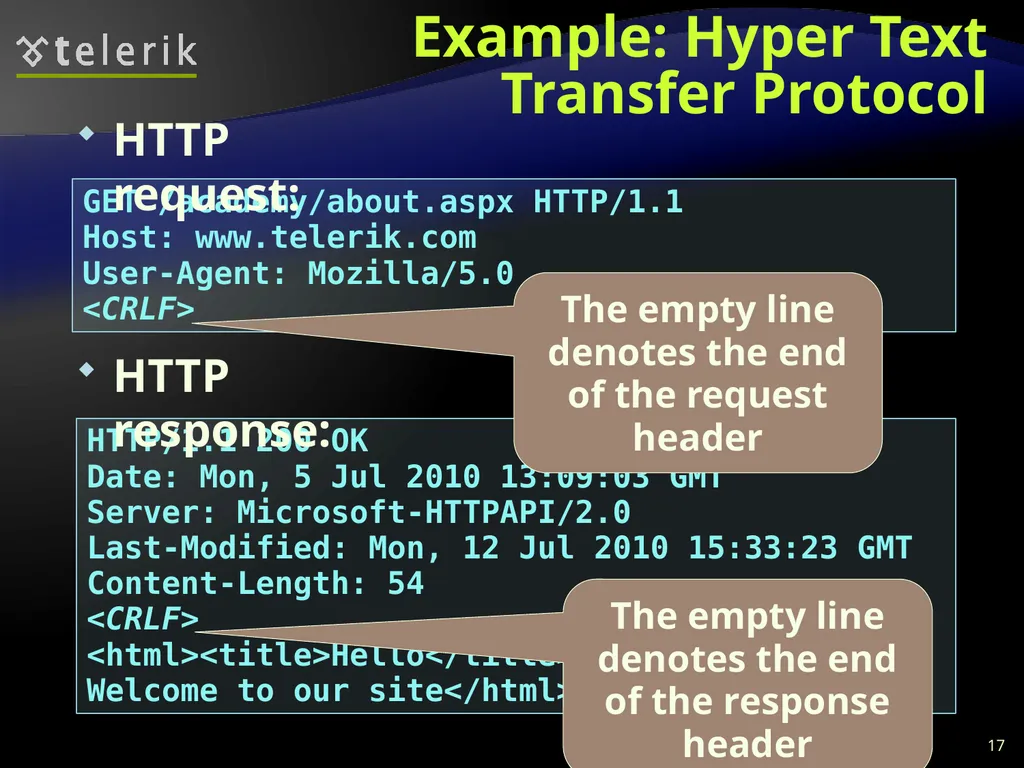 Web Technologies Basics WWW, HTTP, GET, POST, - slide 17 of 35