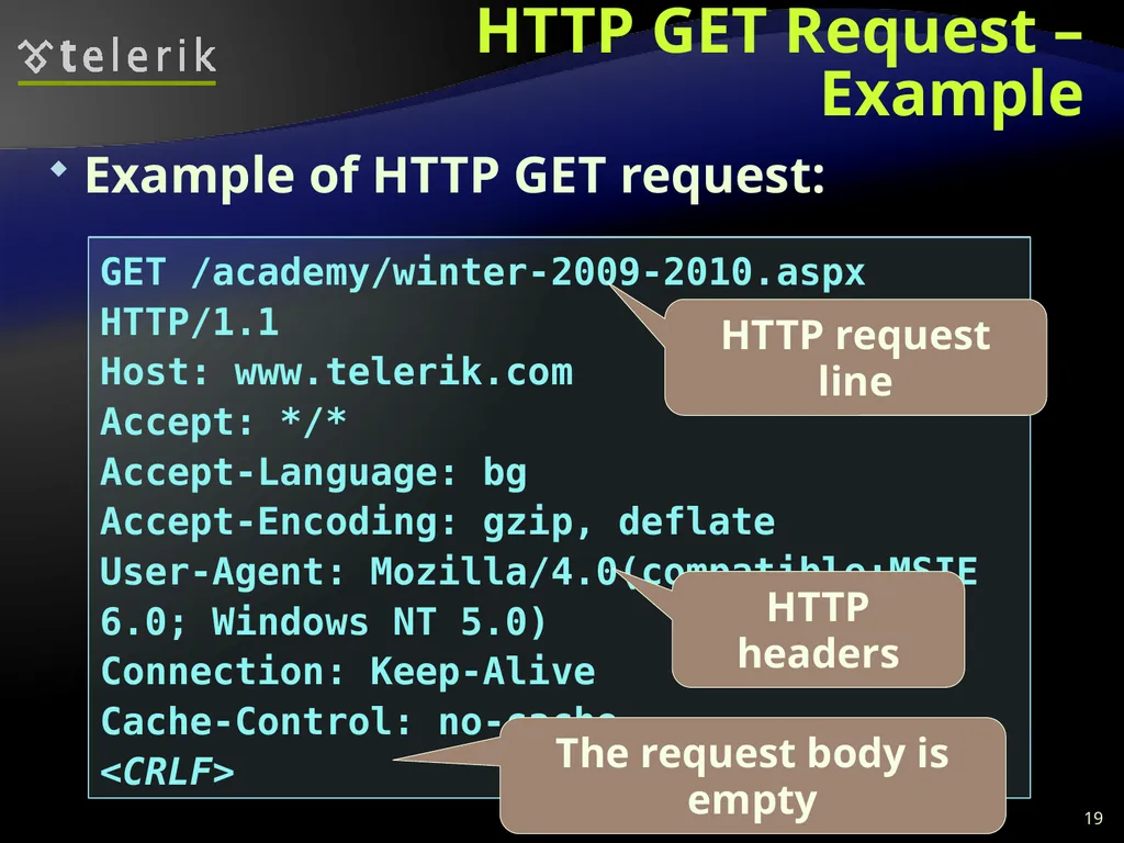 Web Technologies Basics WWW, HTTP, GET, POST, - slide 19 of 35