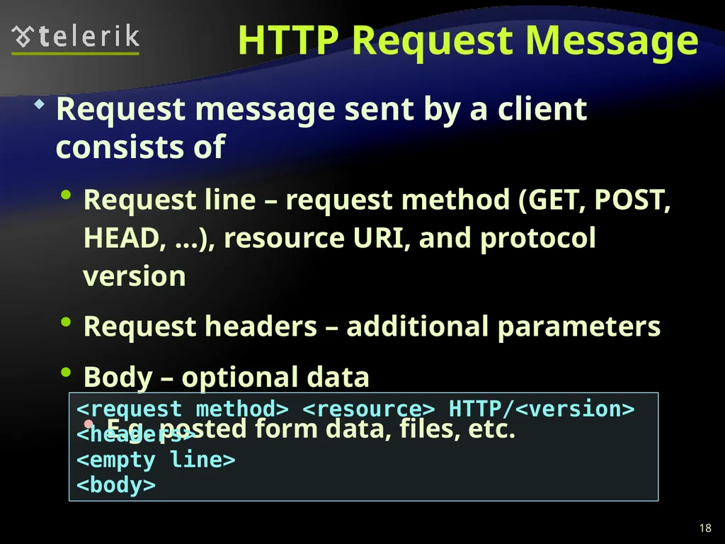 Web Technologies Basics WWW, HTTP, GET, POST, - slide 18 of 35