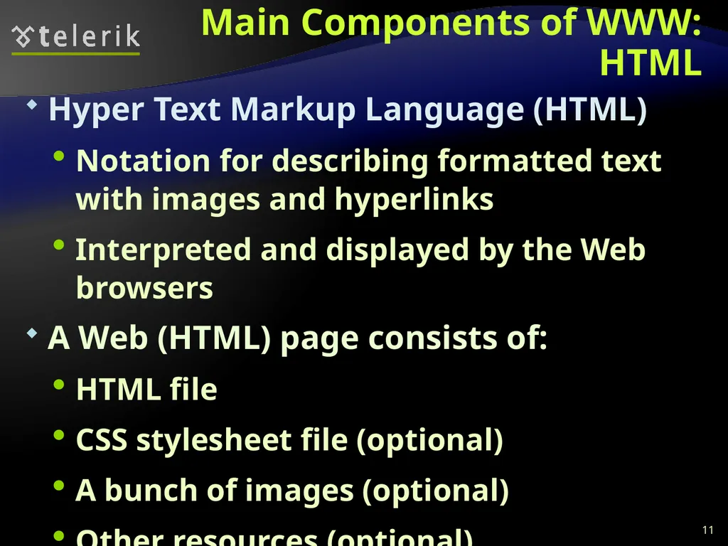 Web Technologies Basics WWW, HTTP, GET, POST, - slide 11 of 35