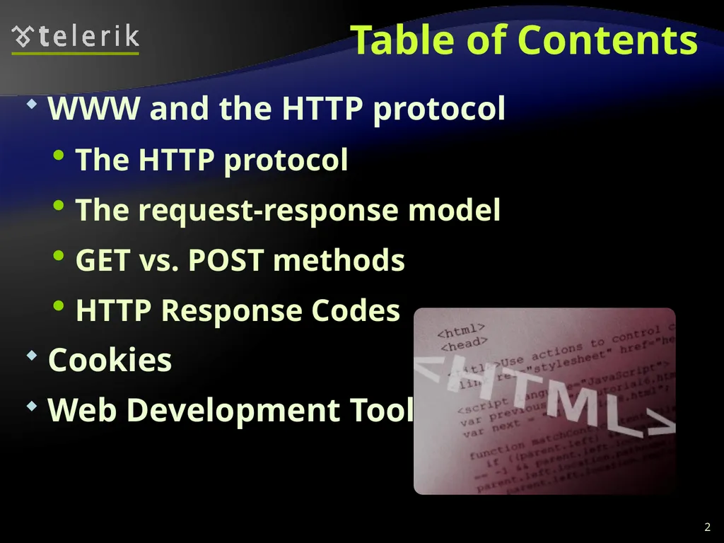 Web Technologies Basics WWW, HTTP, GET, POST, - slide 2 of 35