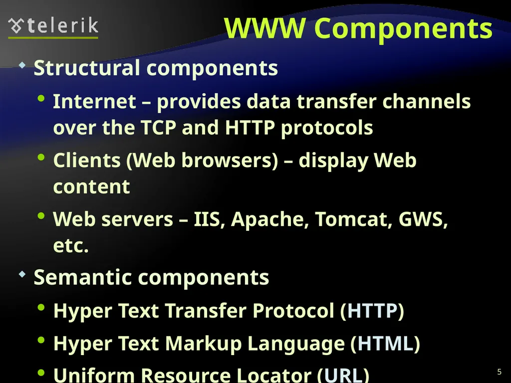 Web Technologies Basics WWW, HTTP, GET, POST, - slide 5 of 35