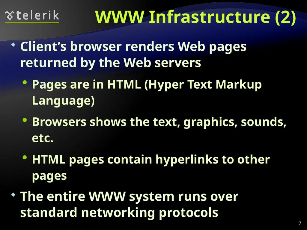 Web Technologies Basics WWW, HTTP, GET, POST, - slide 7 of 35