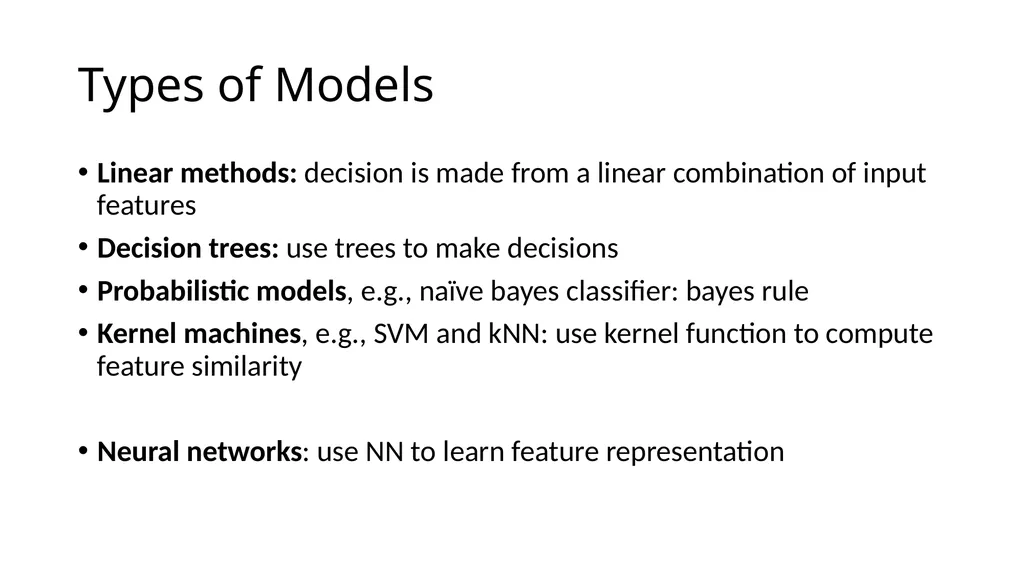 Machine Learning Model overview Types of ML models - slide 6 of 8