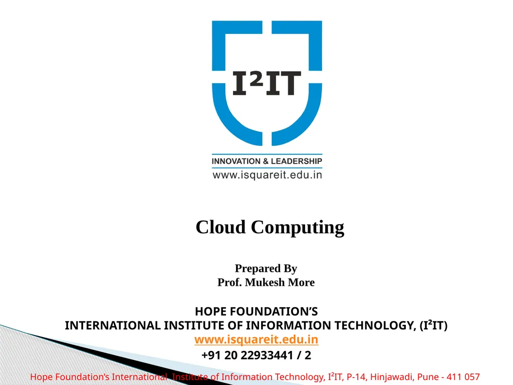 HOPE FOUNDATION’S INTERNATIONAL INSTITUTE OF - slide 1 of 15