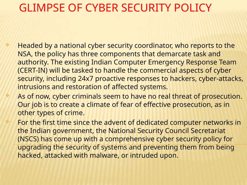 National Cyber Security Policy “For secure - slide 5 of 22
